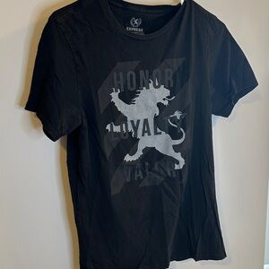 Express Black Tee with Lion Graphic
